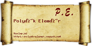 Polyák Elemér névjegykártya